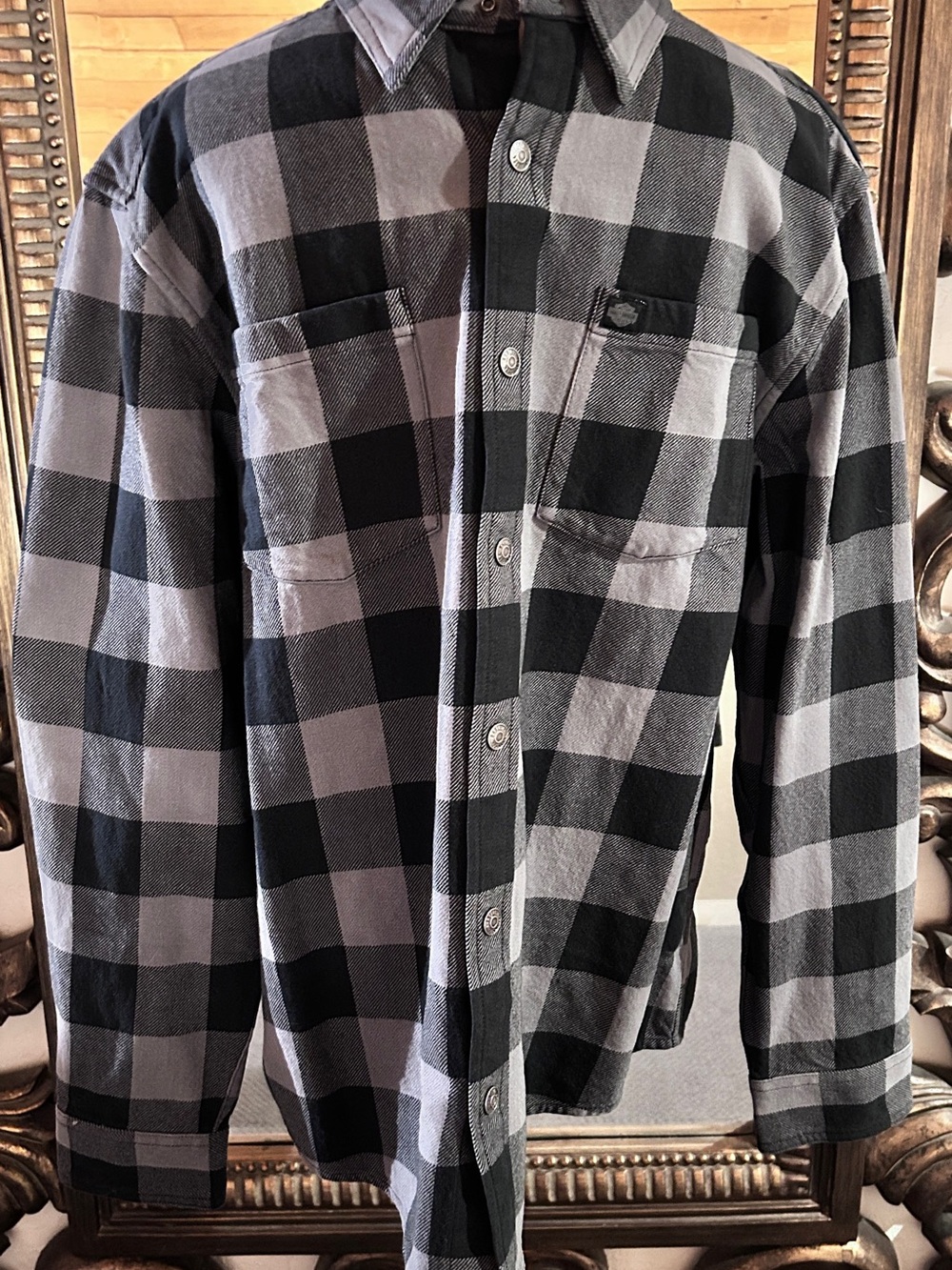 Harley-Davidson Black and Gray Plaid Snap-Down Shirt